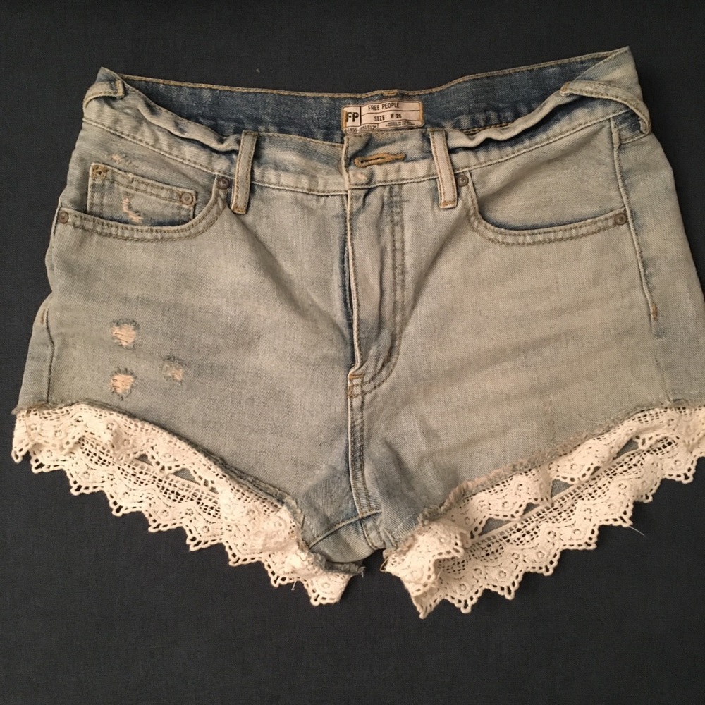 Free People Jean Shorts with Lace